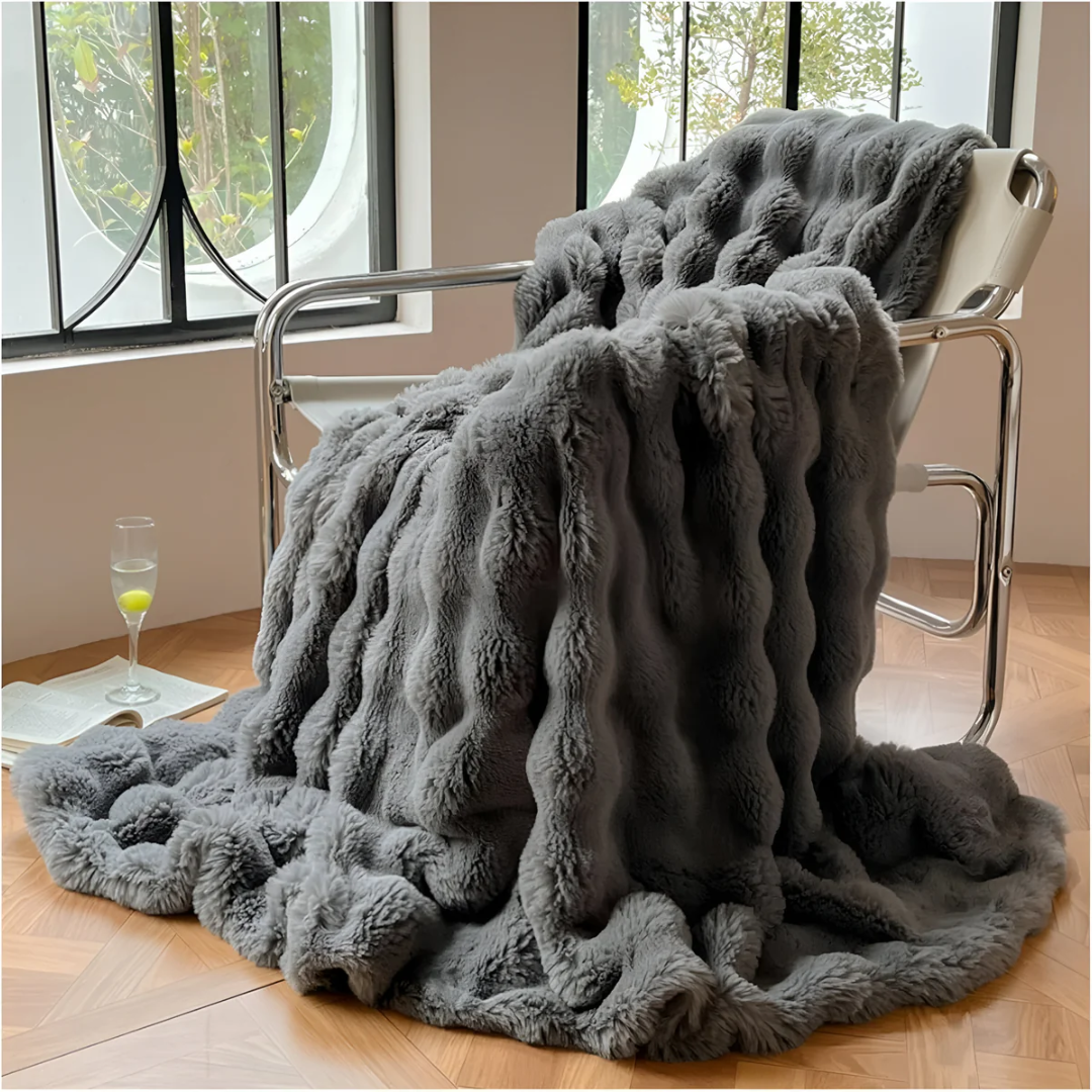 Aldersteel Ribbed Fleece Throw Blanket – Ultra Soft Faux Fur Sofa Blanket
