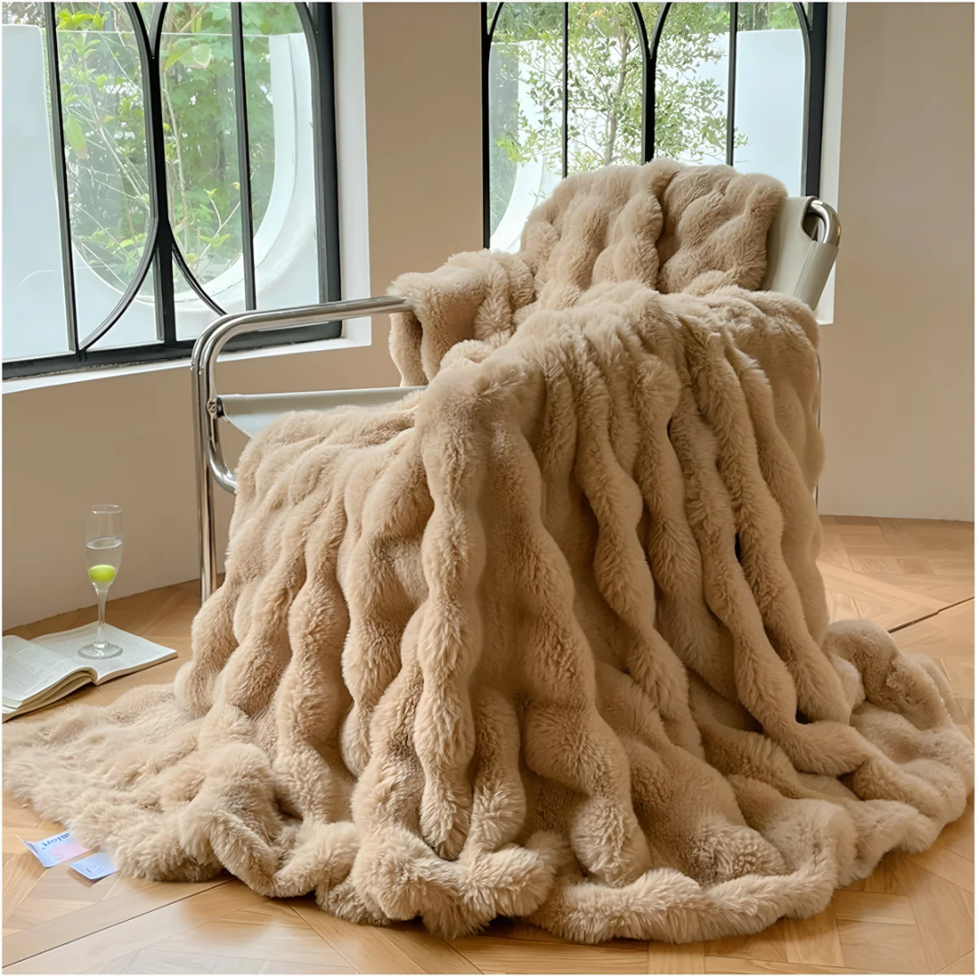 Aldersteel Ribbed Fleece Throw Blanket – Ultra Soft Faux Fur Sofa Blanket