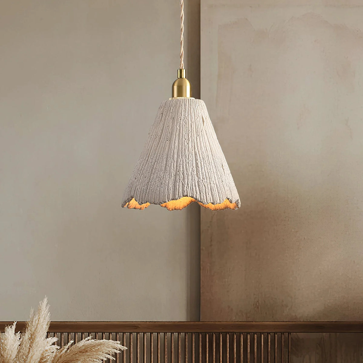 Minimalist Pendant Light Cement Finish Adjustable Height 0