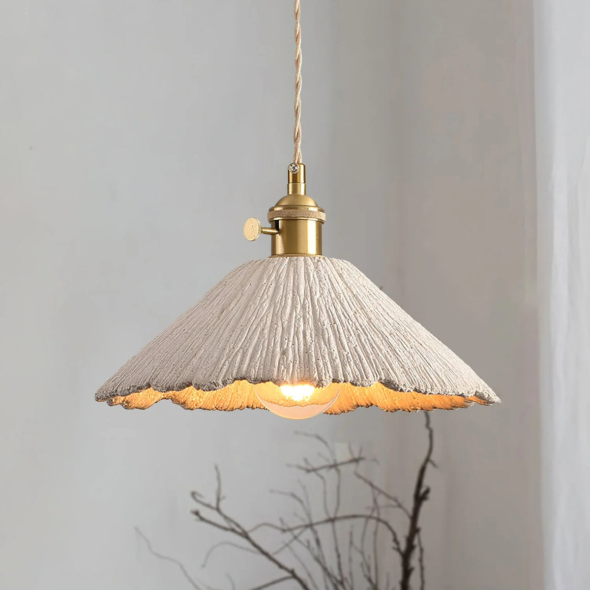 Minimalist Pendant Light Cement Finish Adjustable Height 2