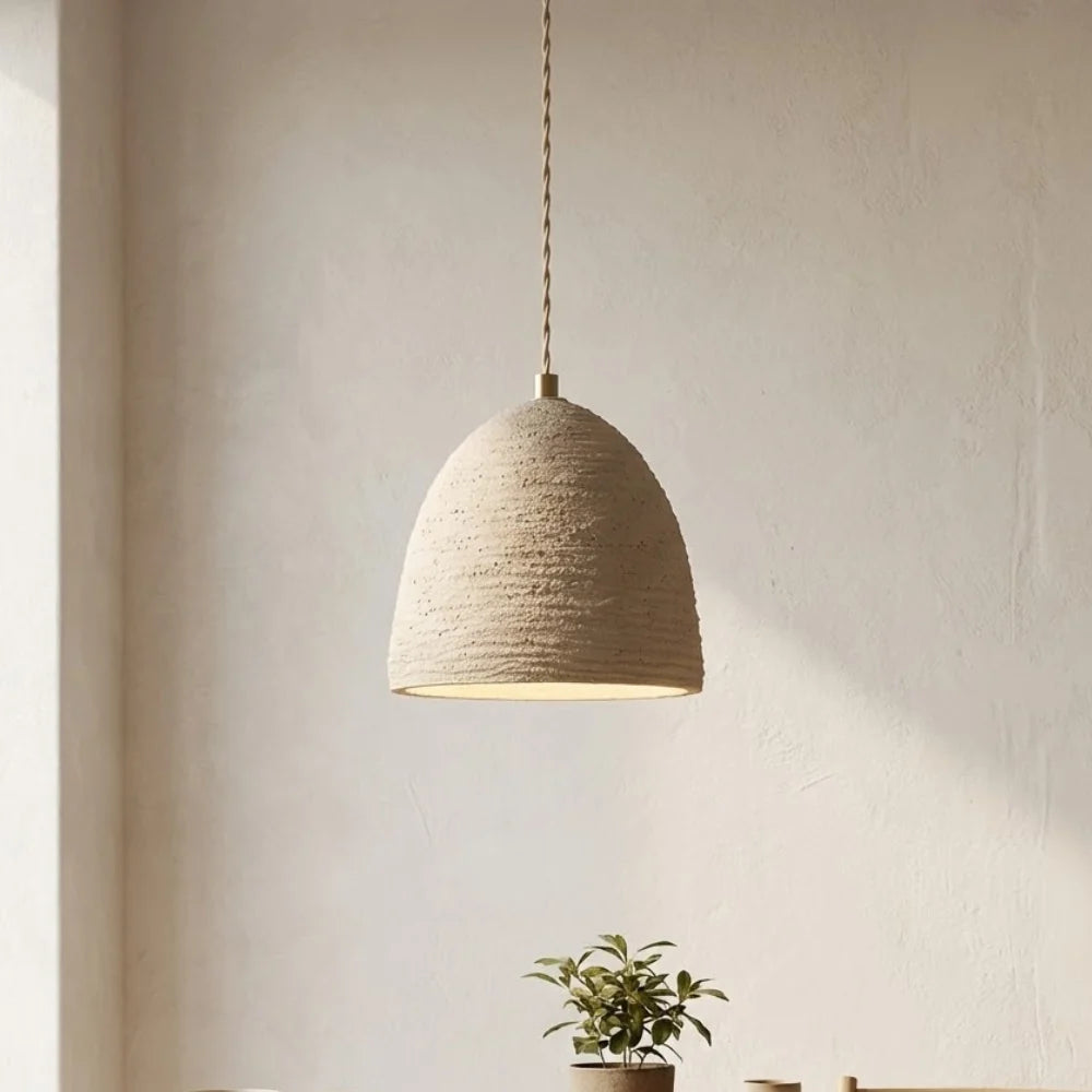 Minimalist Pendant Light Cement Finish Adjustable Height 4