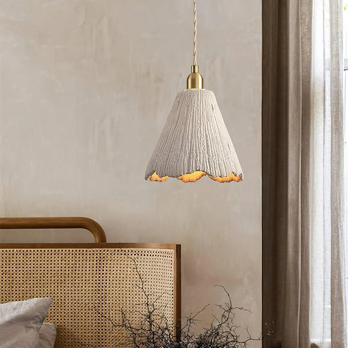 Minimalist Pendant Light Cement Finish Adjustable Height 6