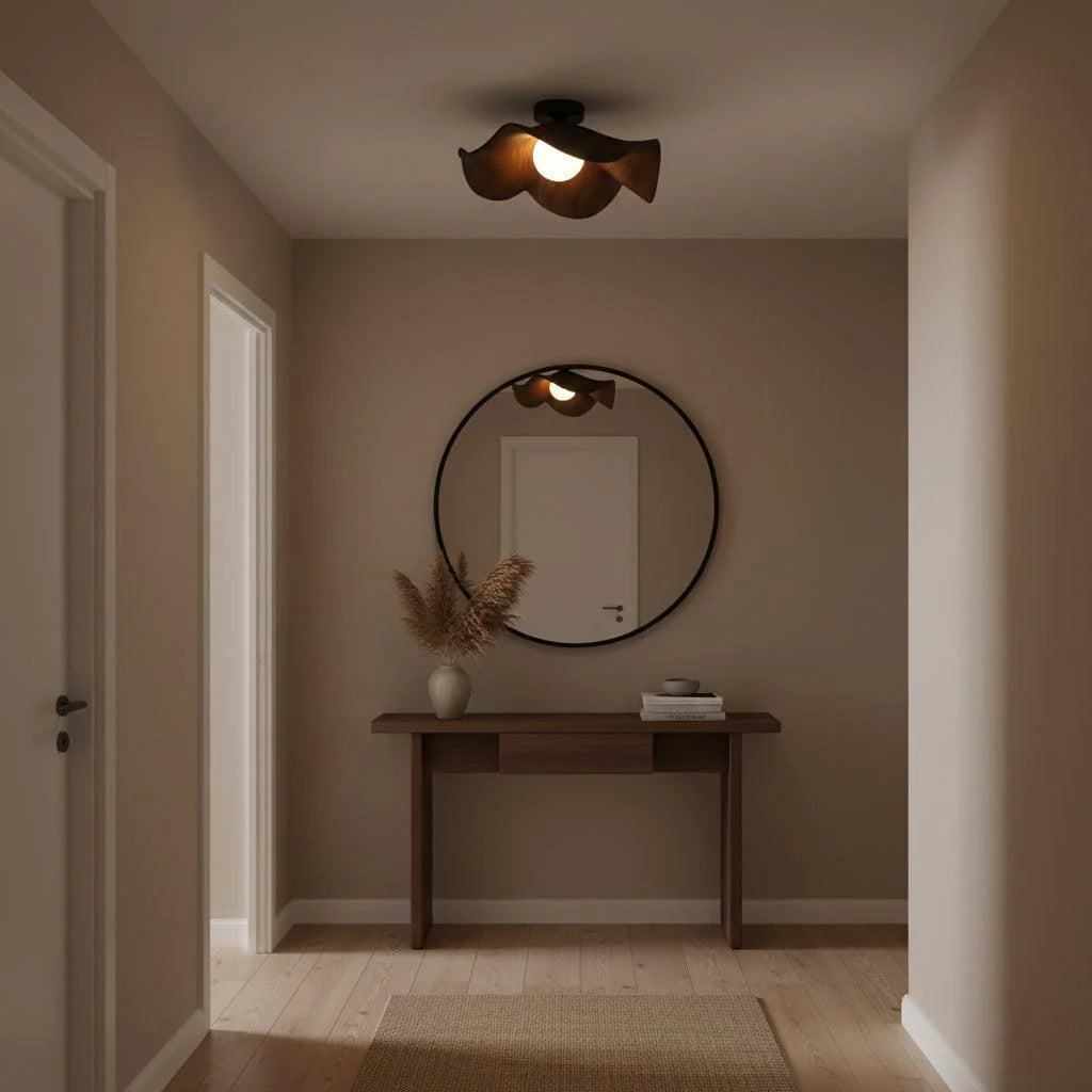 Modern Flush Mount Ceiling Light Resin Wood Grain Dimmable 0