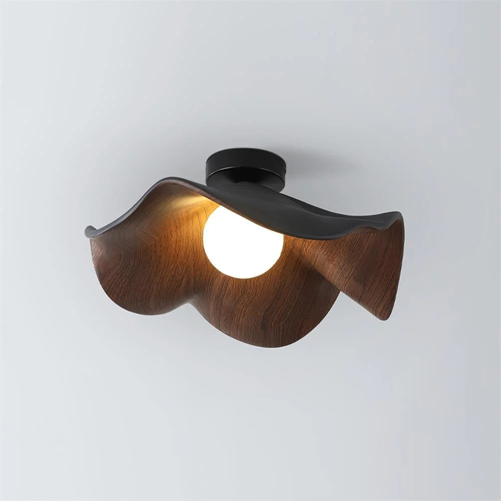 Modern Flush Mount Ceiling Light Resin Wood Grain Dimmable 1