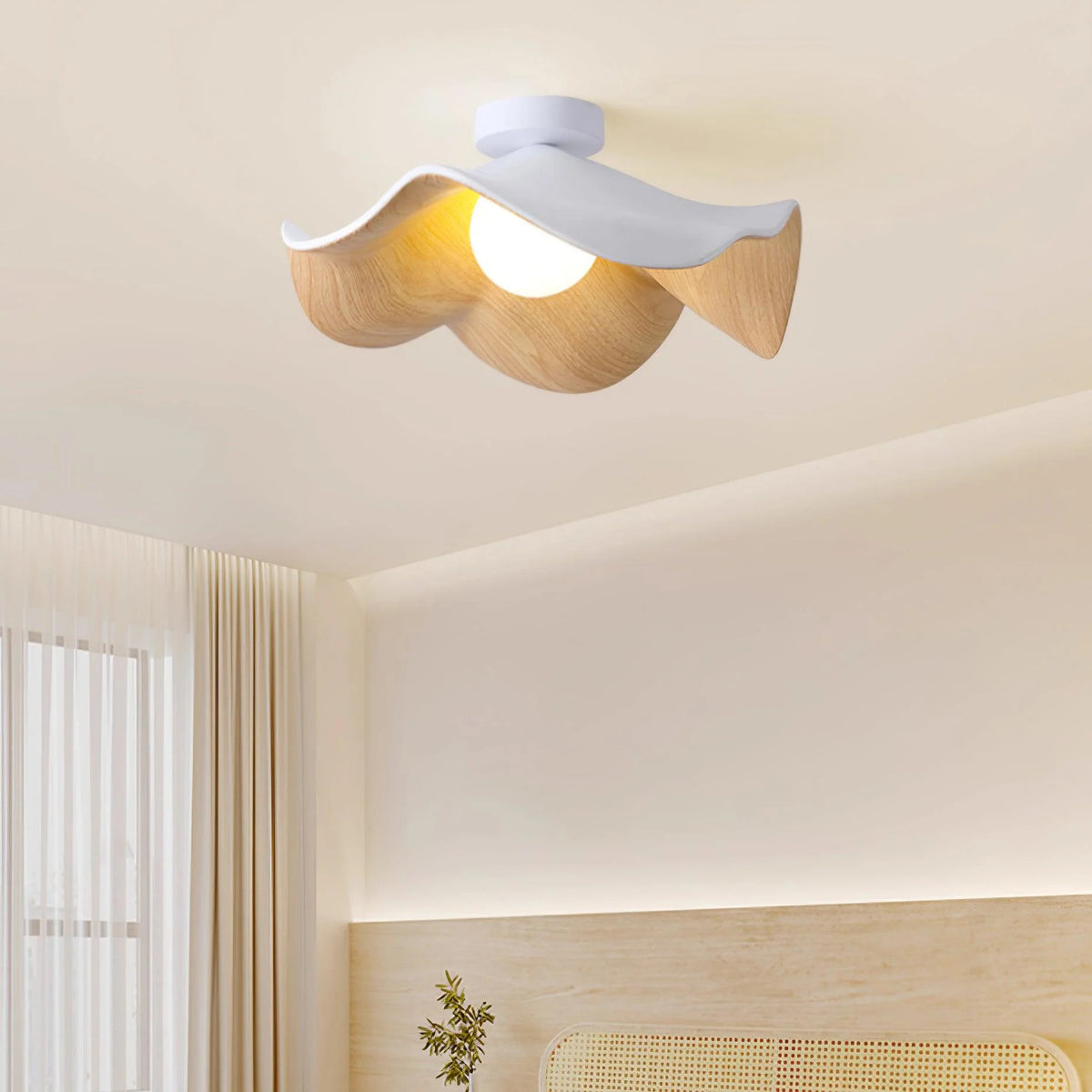 Modern Flush Mount Ceiling Light Resin Wood Grain Dimmable 4