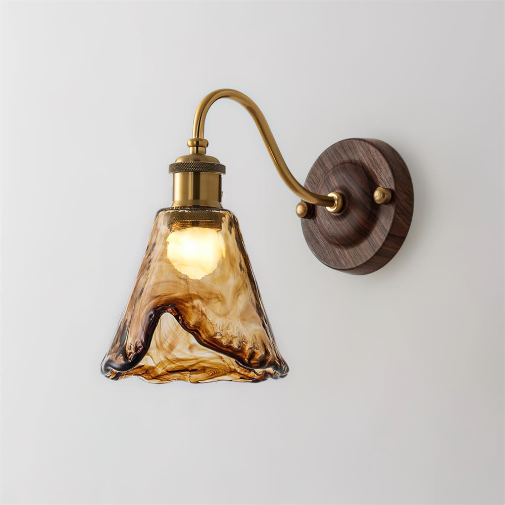 Vintage Wall Sconce Amber Glass Metal Modern Adjustable 0