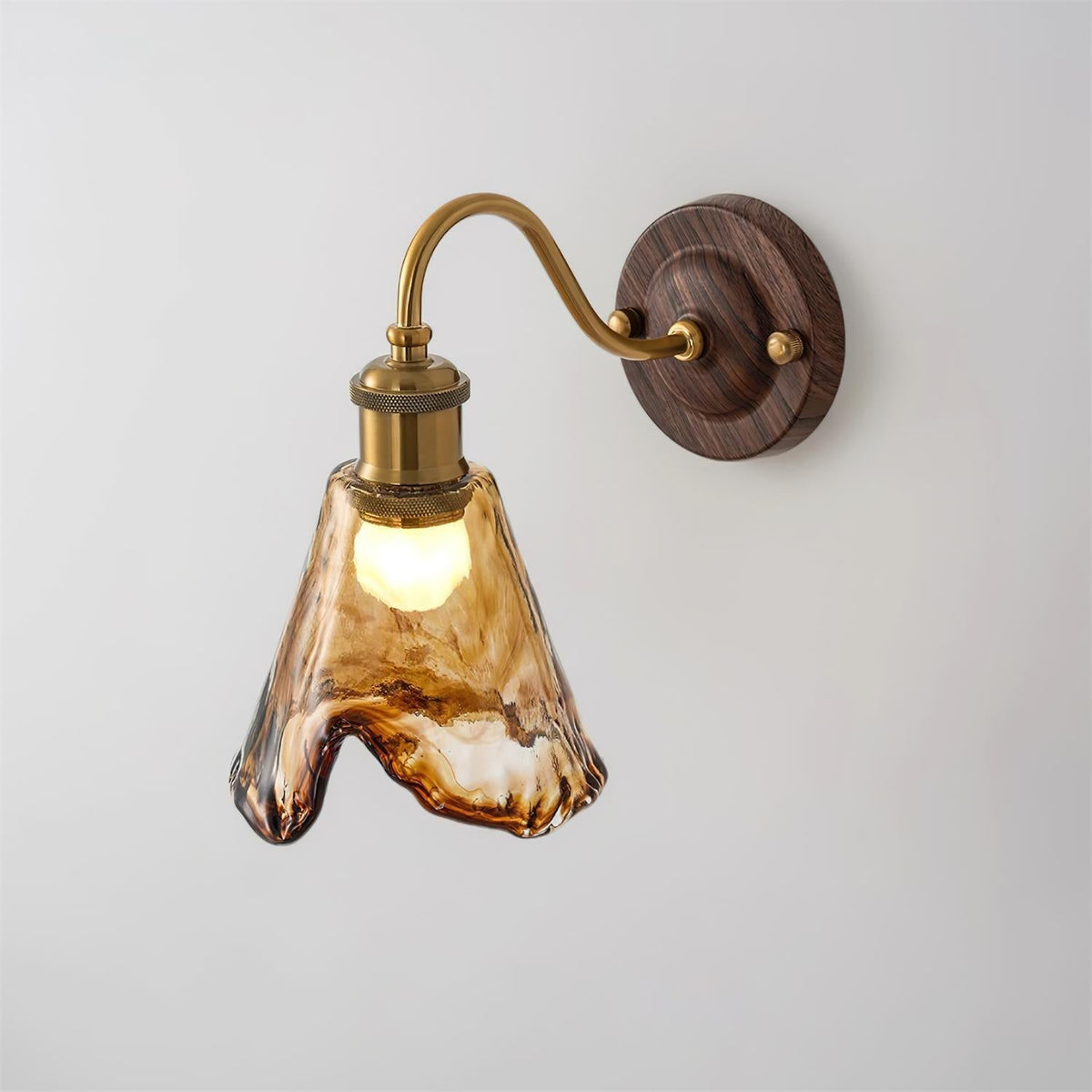 Vintage Wall Sconce Amber Glass Metal Modern Adjustable 3