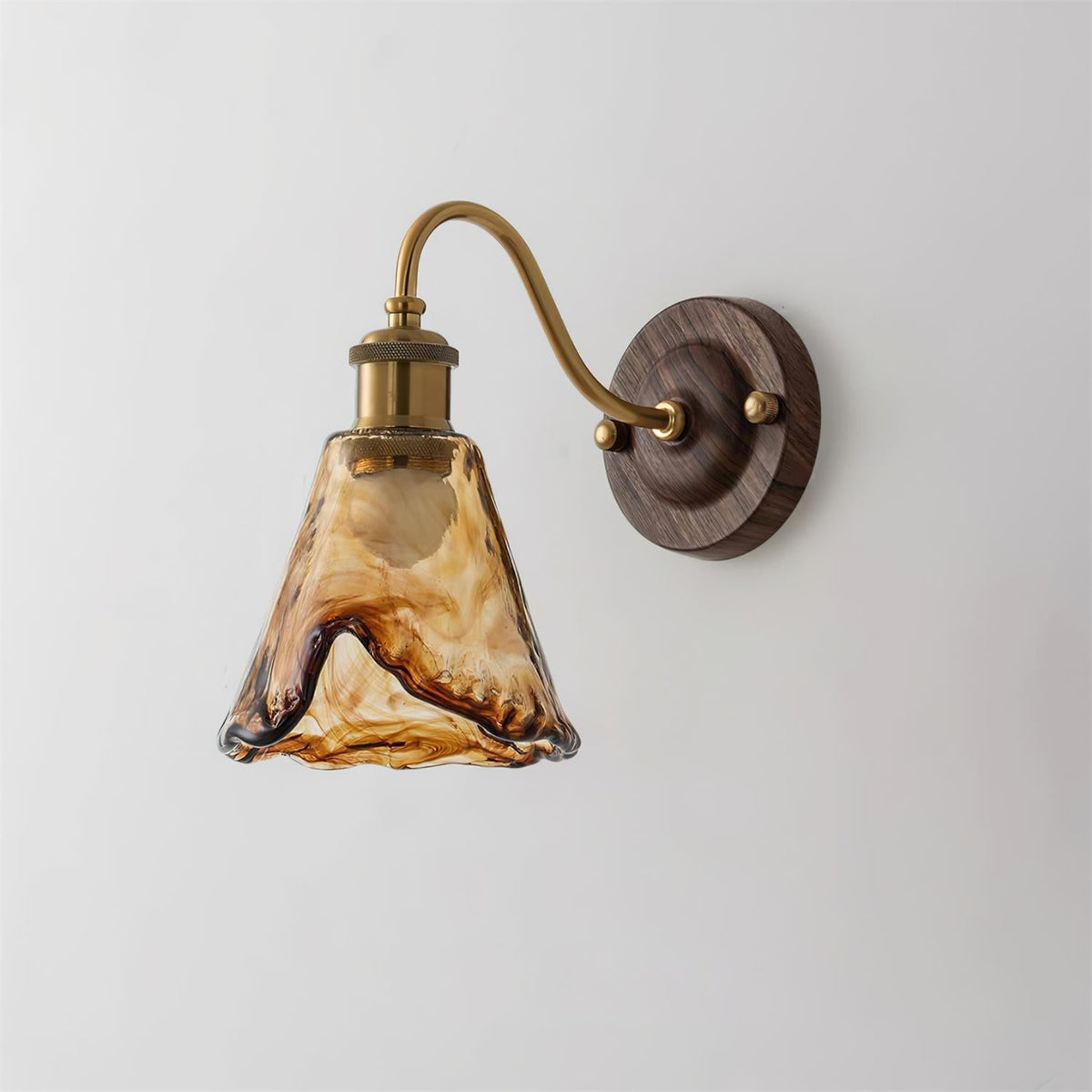 Vintage Wall Sconce Amber Glass Metal Modern Adjustable 4