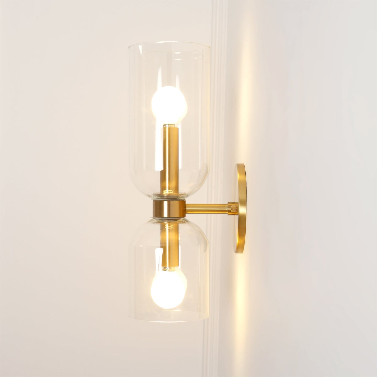 Wall Light Adjustable Arm Glass Shade E27 Gold and Matt Black Opal Smoke Grey Blue and Clear 12