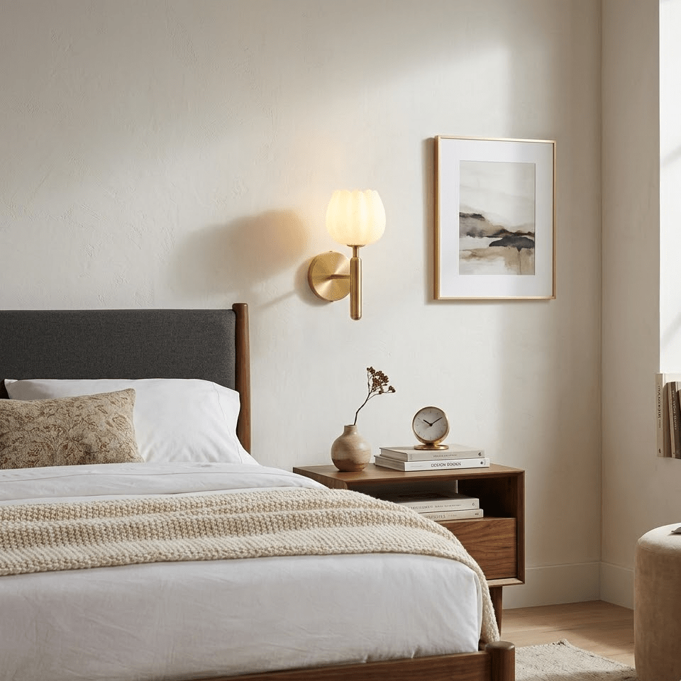 Wall Light Alabaster Stone Minimalist E27 Brass and Black Indoor Bedroom Hallway Living Room Sconce 5