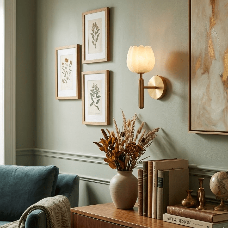Wall Light Alabaster Stone Minimalist E27 Brass and Black Indoor Bedroom Hallway Living Room Sconce 6