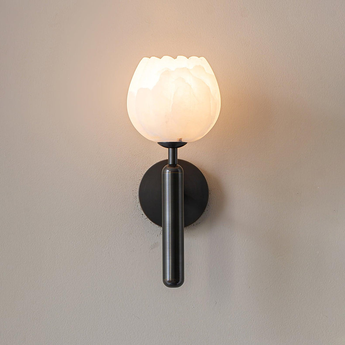 Wall Light Alabaster Stone Minimalist E27 Brass and Black Indoor Bedroom Hallway Living Room Sconce 9
