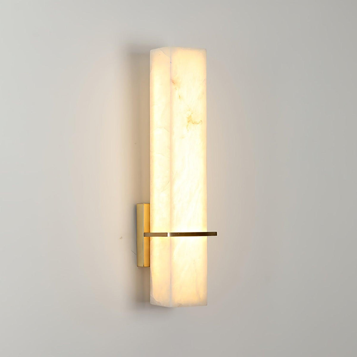 Wall Light Alabaster and Brass Cuboid Integrated LED Warm and Cool White Indoor Bedroom Living Room 2