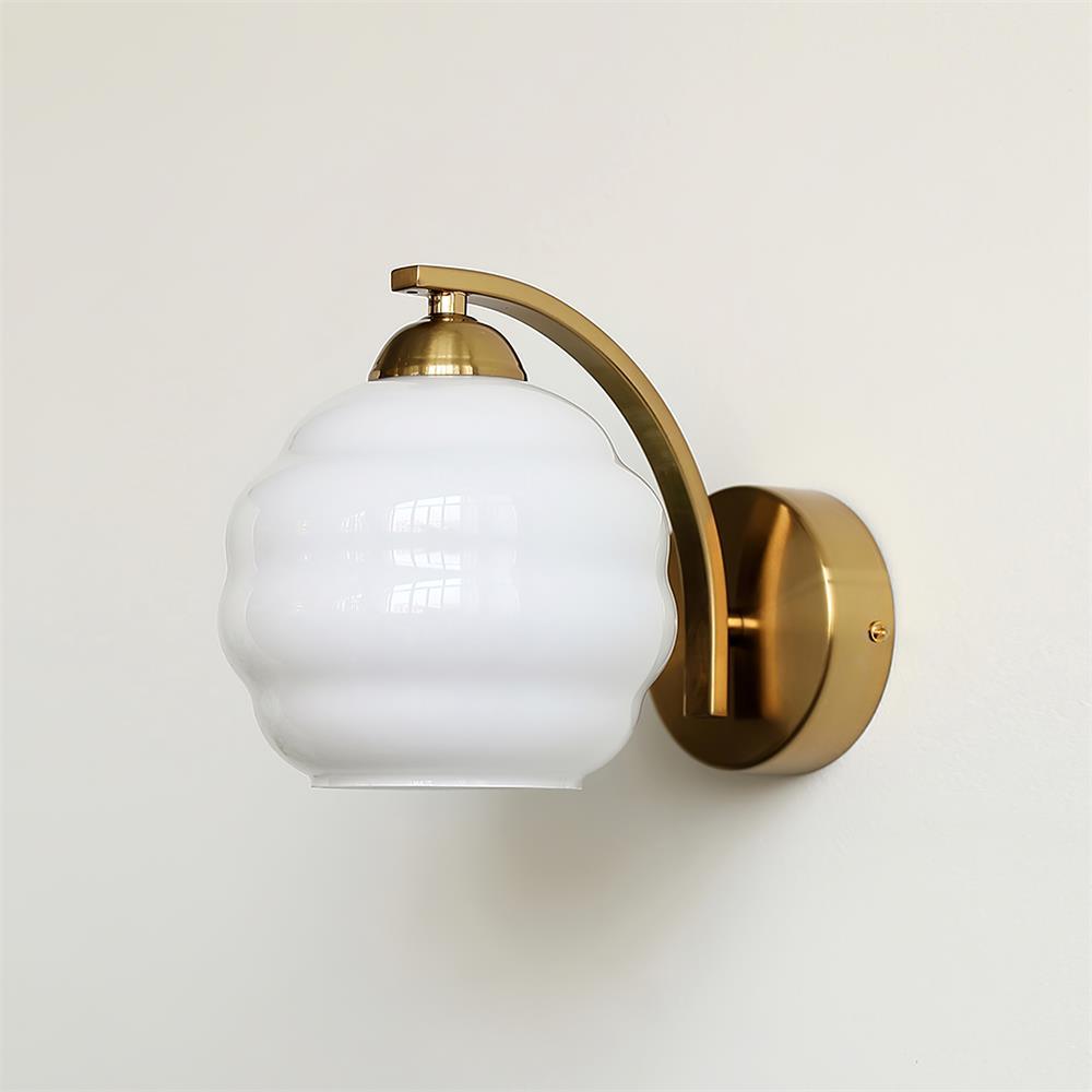 Wall Light Art Deco Metal Vintage Finish Gold Chrome White and Beige Indoor Hallway Bedroom Sconce 0