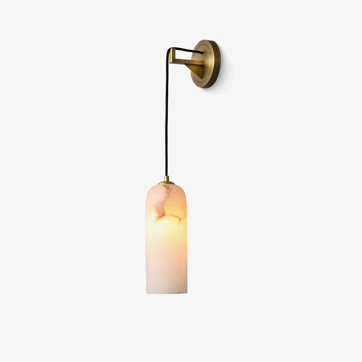 Wall Light Brass and Alabaster Shade E14 Hardwired Indoor Bedroom Hallway Sconce Black and White 1