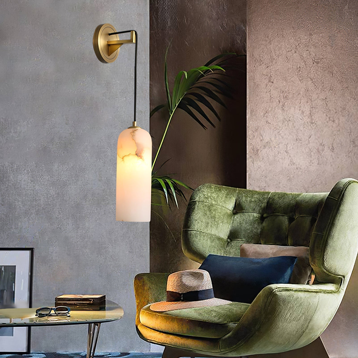 Wall Light Brass and Alabaster Shade E14 Hardwired Indoor Bedroom Hallway Sconce Black and White 2