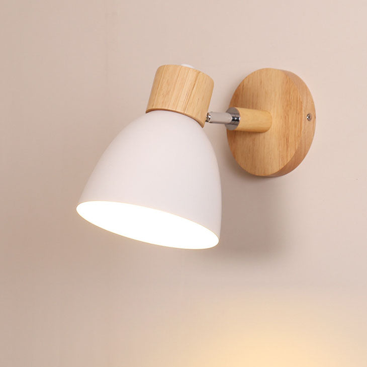 Wall Light Iron and Wood Minimalist Pull Switch White Grey Yellow Pink Green and Blue Bedroom Sconce 16