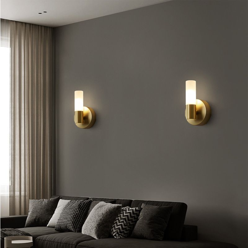 Wall Light Metal and Acrylic Cylindrical Integrated LED Three Colour Switch IP44 Indoor Bathroom 0