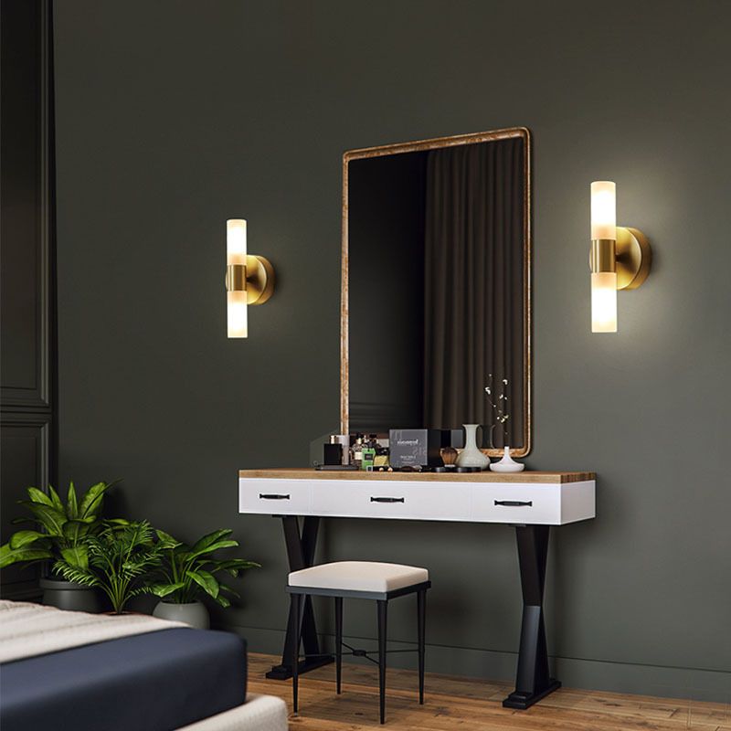 Wall Light Metal and Acrylic Cylindrical Integrated LED Three Colour Switch IP44 Indoor Bathroom 2