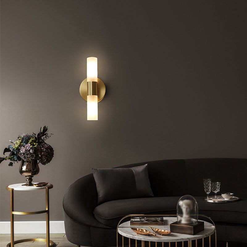 Wall Light Metal and Acrylic Cylindrical Integrated LED Three Colour Switch IP44 Indoor Bathroom 3