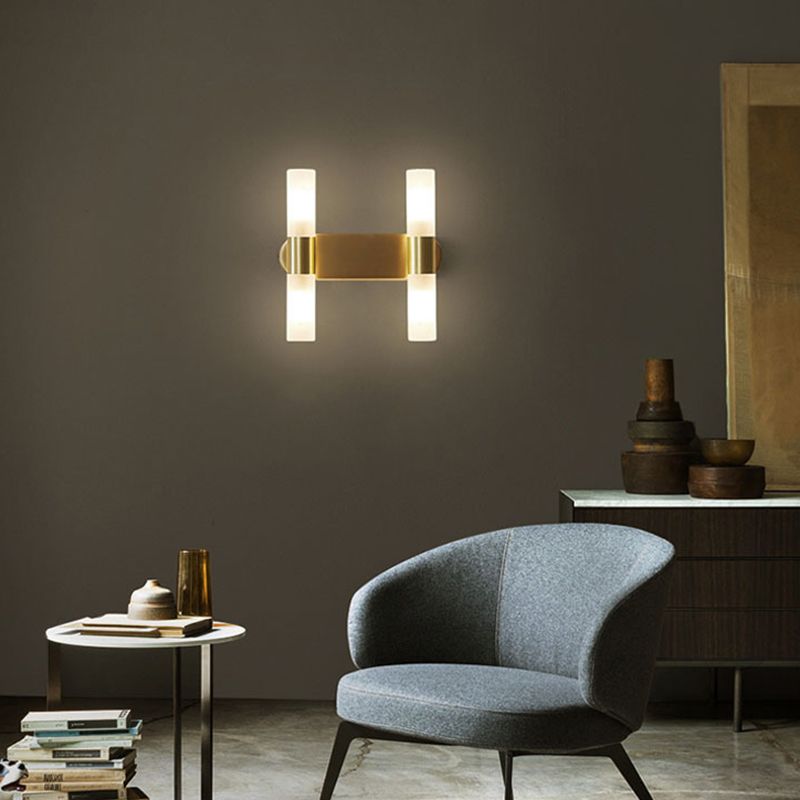 Wall Light Metal and Acrylic Cylindrical Integrated LED Three Colour Switch IP44 Indoor Bathroom 4