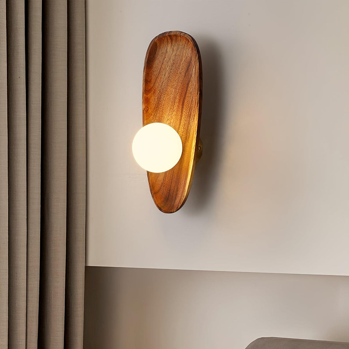 Wall Light Walnut and White Adjustable Matte Finish Hardwired Indoor Bedroom Living Room Sconce 2