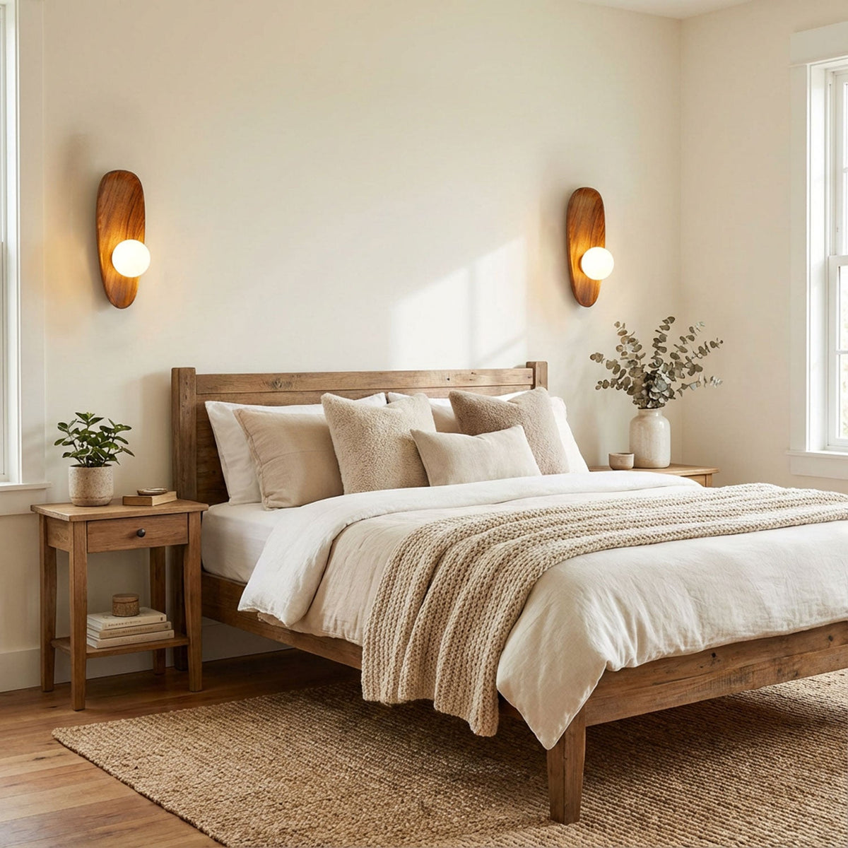 Wall Light Walnut and White Adjustable Matte Finish Hardwired Indoor Bedroom Living Room Sconce 3