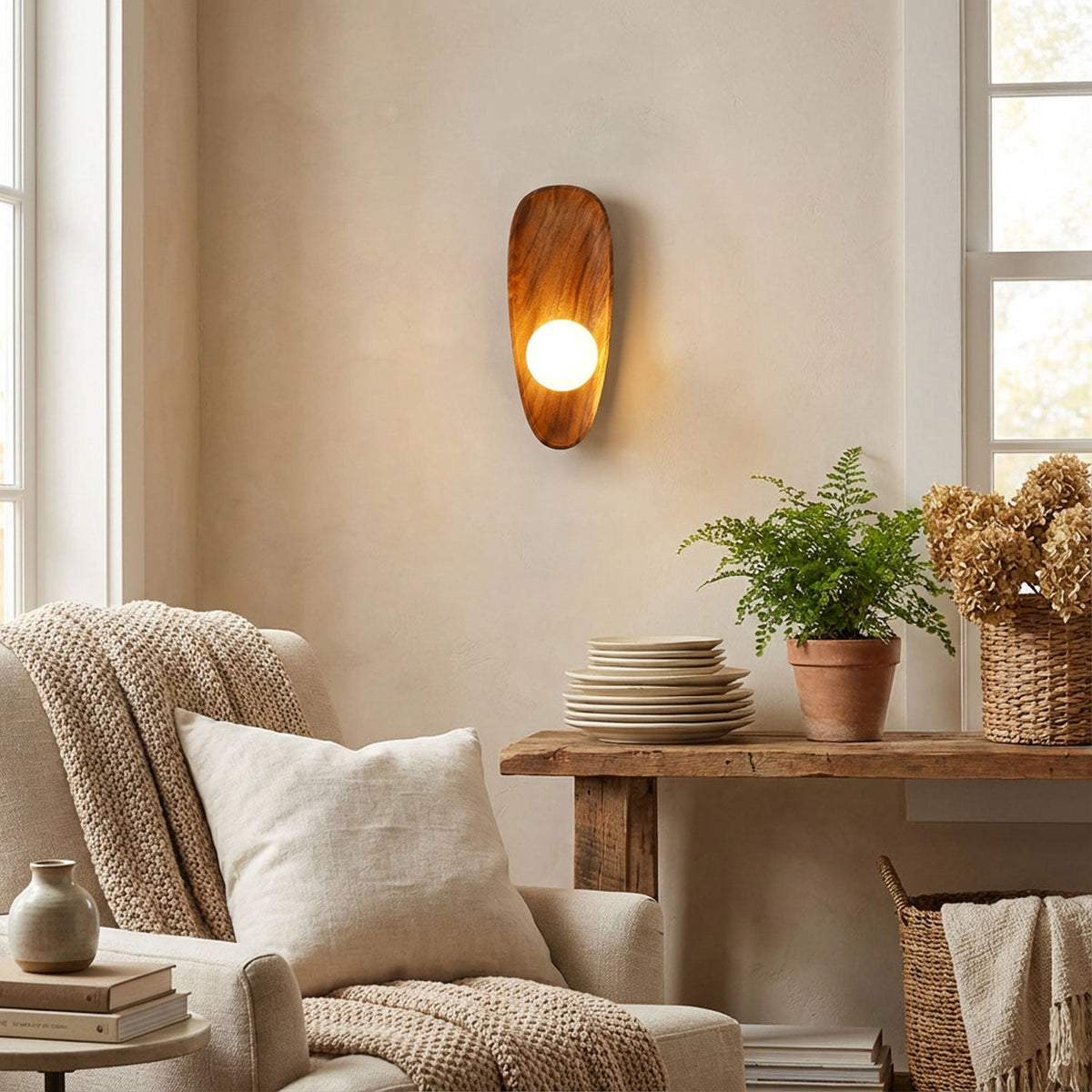 Wall Light Walnut and White Adjustable Matte Finish Hardwired Indoor Bedroom Living Room Sconce 4
