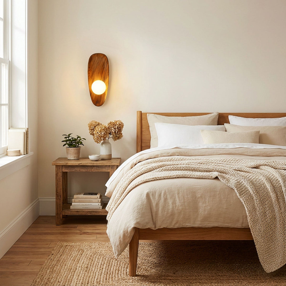Wall Light Walnut and White Adjustable Matte Finish Hardwired Indoor Bedroom Living Room Sconce 5