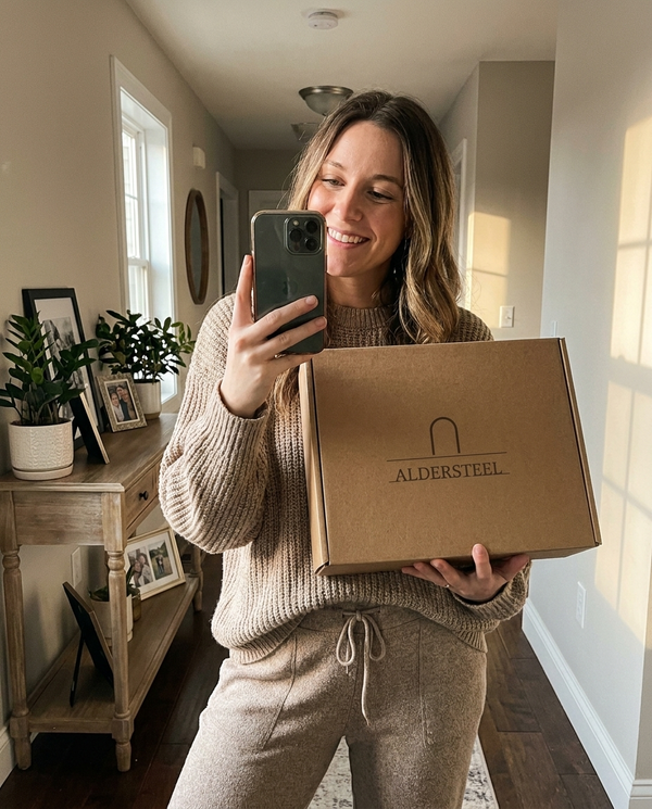 Customer unboxing Aldersteel delivery